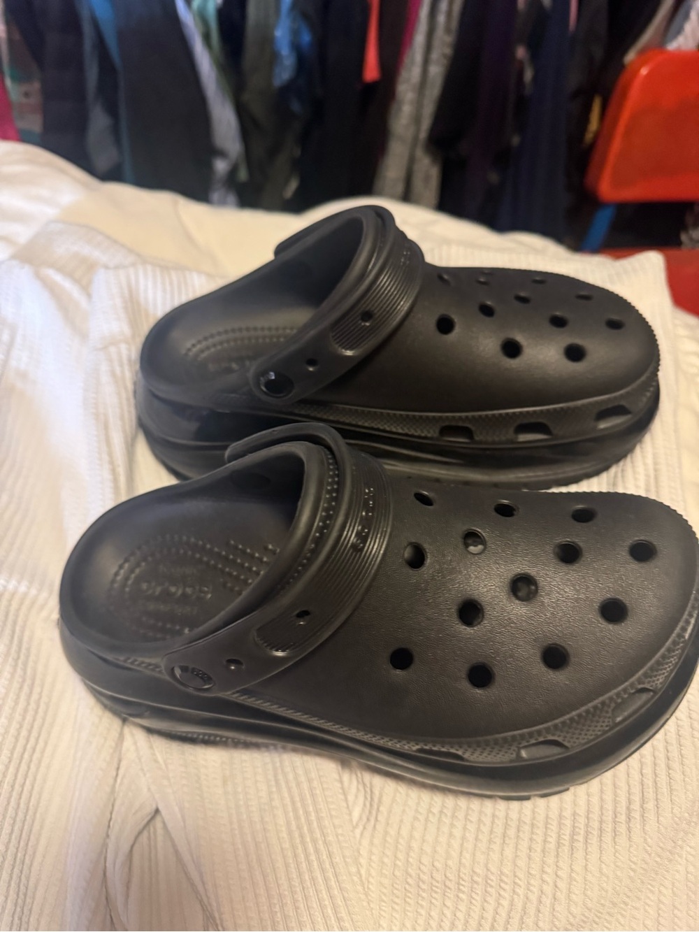 CROCS Black Classic Clogs with Heel Strap